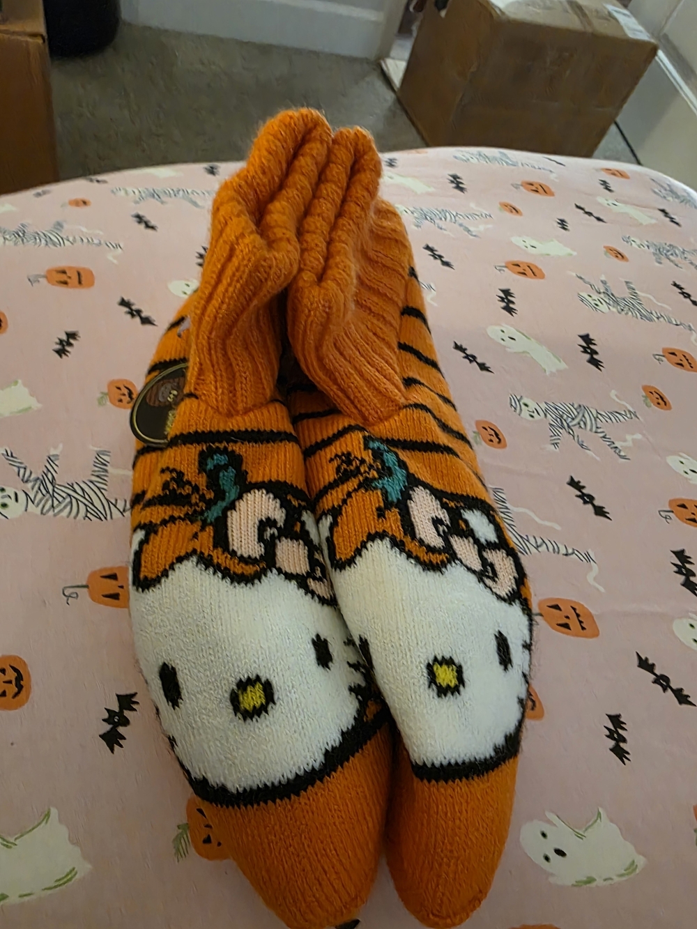 Orange Hello Kitty Knit Women’s Sweater Socks